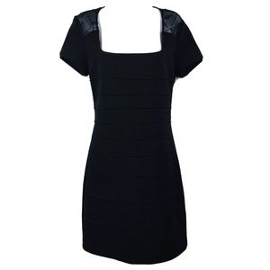 Vintage Peep Bodycon Little Black Cocktail Dress size Large Sheer Back Beading